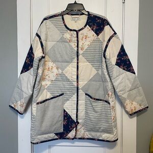 Madewell Patchwork Utility Jacket - Navy, Cream, Gray